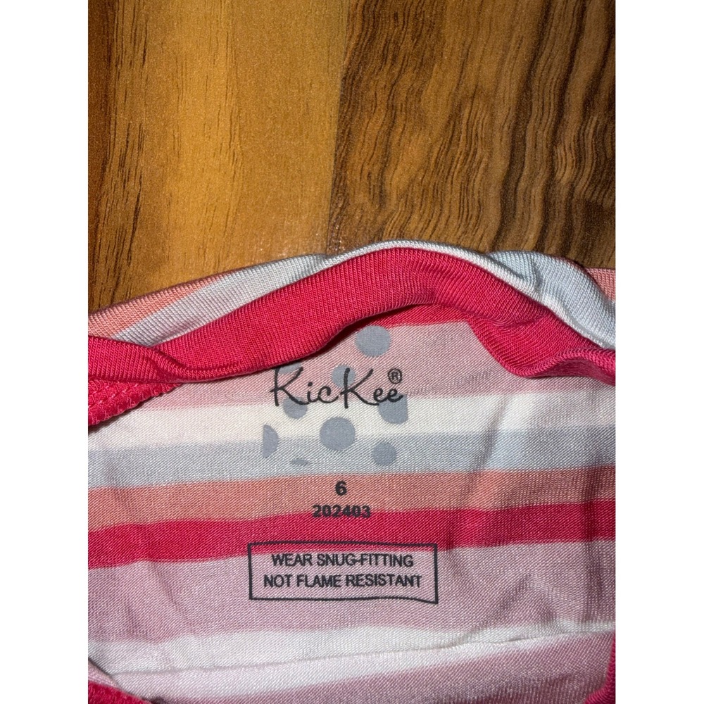 KicKee Pants Pajama Set Girls Size 6‎ Pink Multi Stripe NEW Bamboo Long Sleeve - Picture 3 of 4